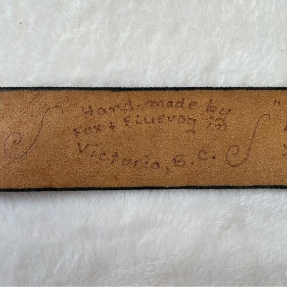 FOX & FLUEVOG 1970s Handmade Leather Belt with Brass Buckle - Picture 7 of 12